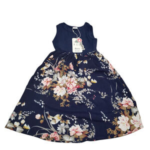 PatPat Toddler Girls’ Navy Floral Dress 2T |Cotton Sleeveless Summer Outfit NWT